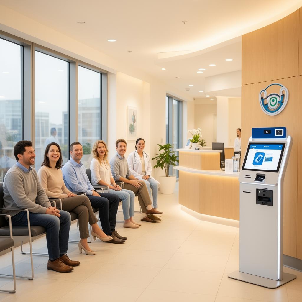 Consultório médico moderno com atendimento digital integrado